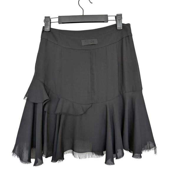 Diesel Black Ruffle Fray Hem Skirt Size 27 - Picture 2 of 10